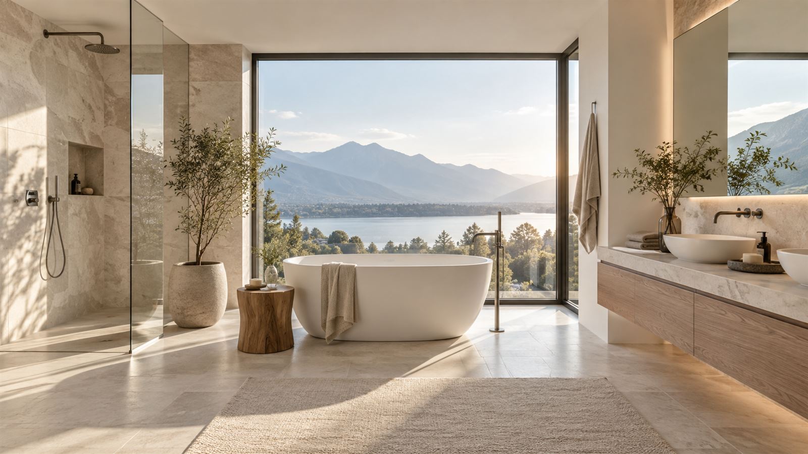 Symbolbild: modernes Badezimmer mit freistehender Badewanne